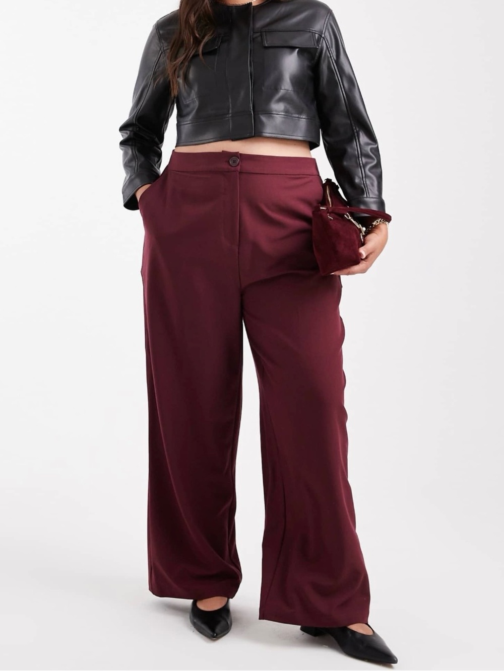 ASOS Design Curve Dark Cherry Tailored Straight Leg Pants NWT Size 20